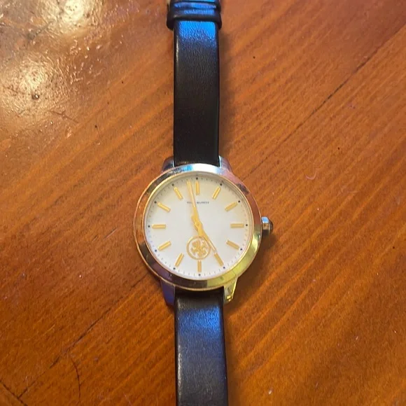 Authentic Tory Burch watch. Black band with gold and cream face. Need battery Kira Watch, Black/Gold-Tone, 22 x 28 MM: Women main image 3